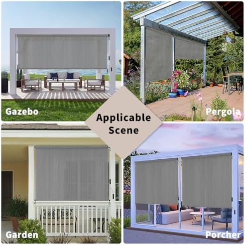 SMONTER Outdoor Sunshade Roller Shade 4'W x 6'H, Exterior Cordless Roll Up - Image 6