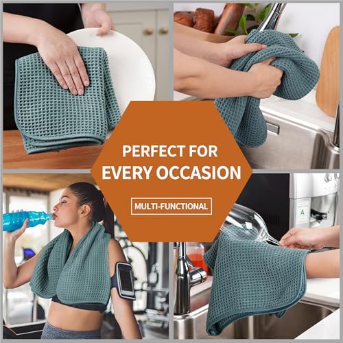 Microfiber Waffle Hand Towels, 4 Pieces, Fast Drying, Lint Free 430 GSM - Image 7