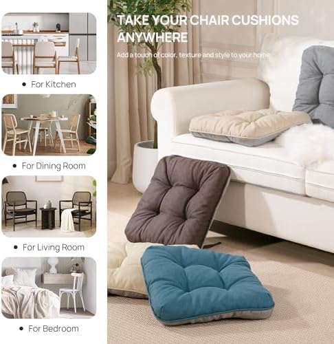Love's cabin Memory Foam Chair Cushions Set of 4, 15.5 Inch - Image 6