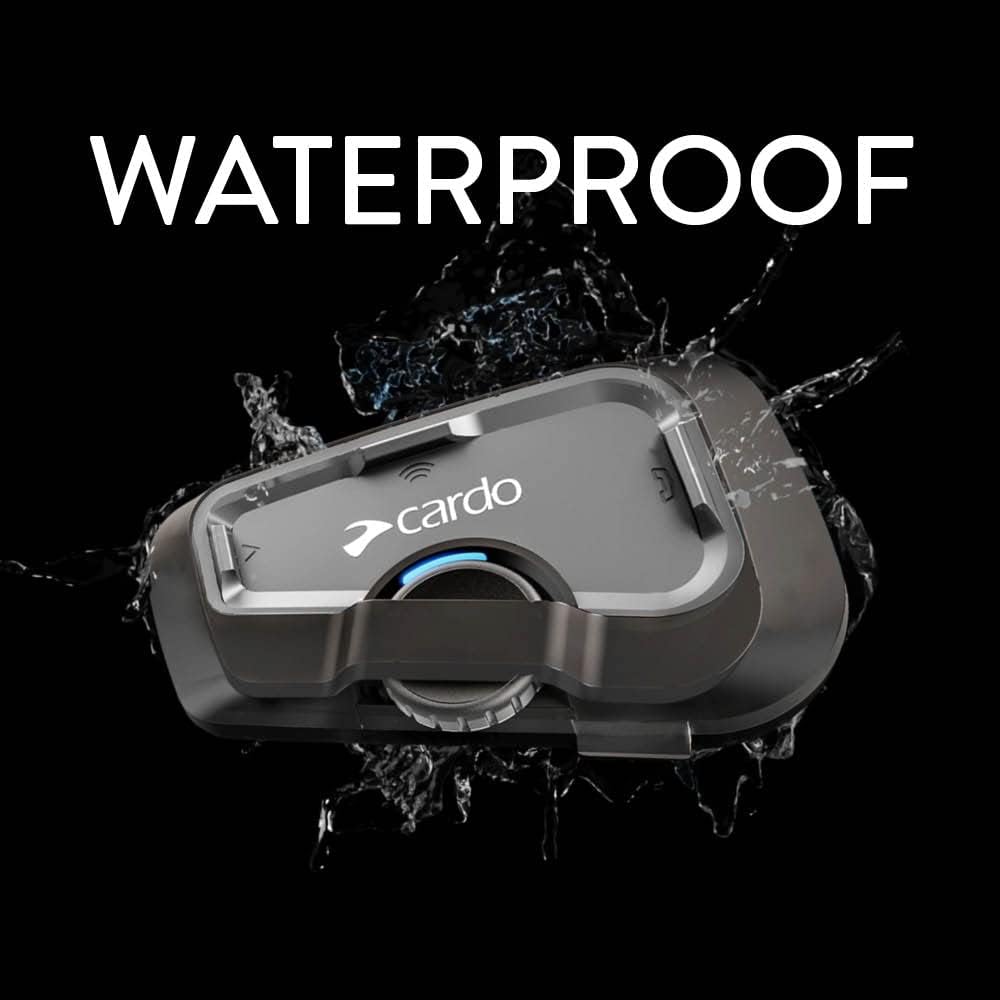 Cardo Systems FREECOM 4X Motorcycle 4-Way Helmet Bluetooth Communication System Headset Intercom, Universal Bluetooth Connectivity, Waterproof, 40mm Speakers - Single Pack