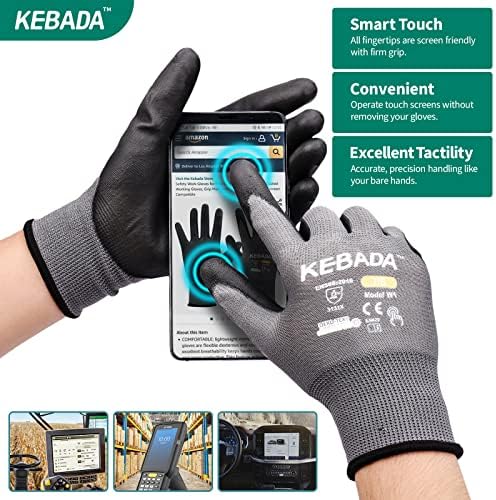 Kebada W1 Work Gloves for Men and Women, PU Coated Safety Gloves - Image 3