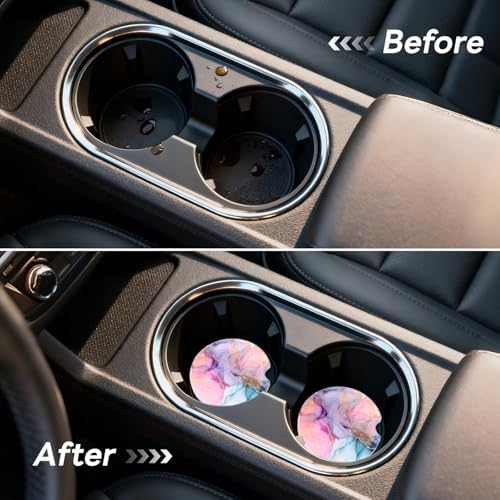 Car Cup Holder Ceramic Coasters 2 Pack, 2.56 in Anti Slip Absorbent Coaster - Image 5