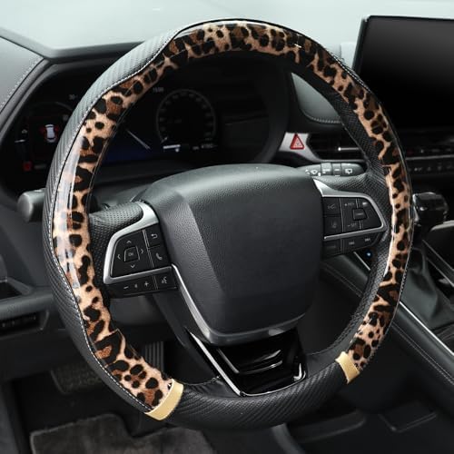 KAFEEK Light Brown Leopard Print Steering Wheel Cover by KAFEEK