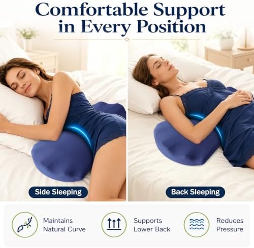 Fledano Lumbar Support Pillow for Bed – Memory Foam Lower Back Pain Relief - Image 3
