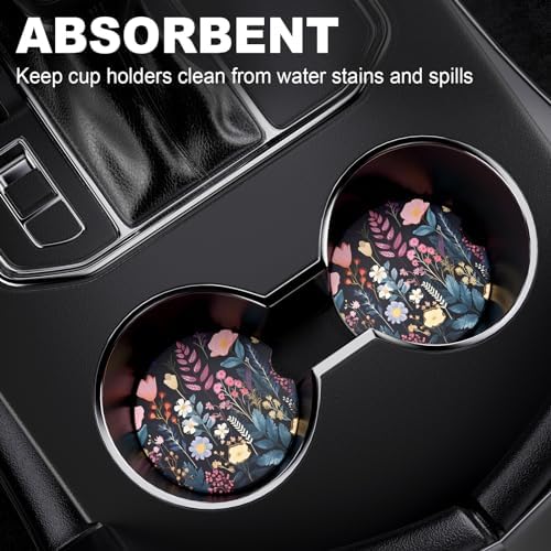 2 Pack Car Cup Holder Coasters, 2.63 Inch Anti Slip Ceramic Absorbent Coaster - Image 7