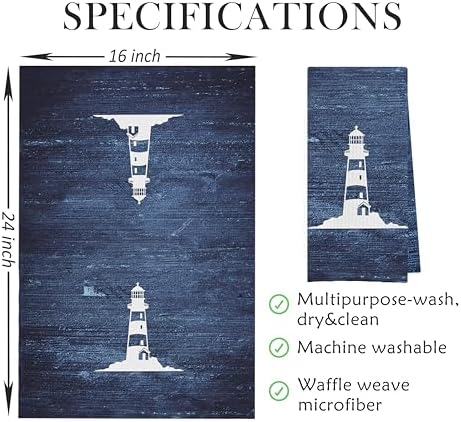 Navy Nautical Dish Towels Set - Image 5