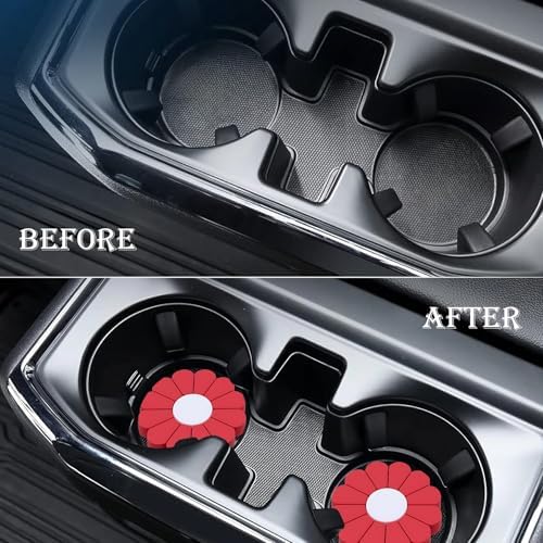 2-Pack Car Cup Holder Coaster Inserts, Daisy Shape, 2.75 Inch Non-Slip Silicone - Image 7