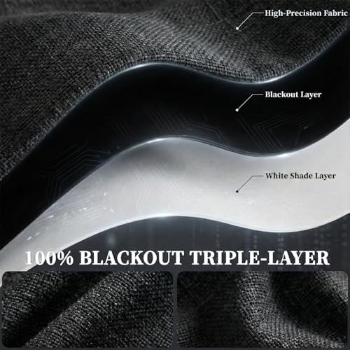 100% Blackout French Door Curtains, Room Darkening Shades Small Window Curtain - Image 4