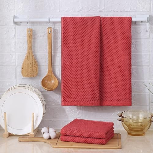 Kitinjoy 100% Cotton Waffle 6-Pack Kitchen Towels, Brick Red - Image 6