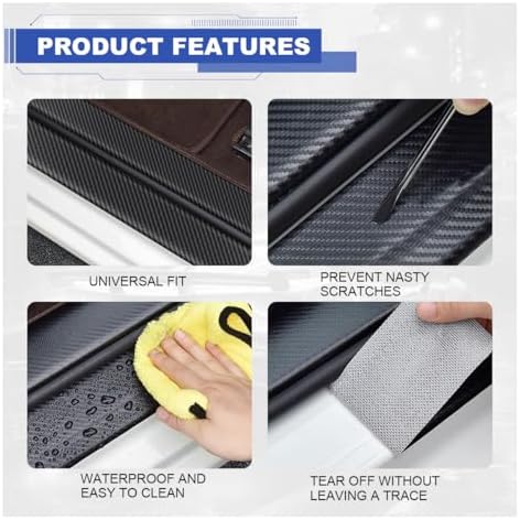 ZIMISI 4PCS Tri-Color Door Sill Protectors, Anti-Scratch Carbon Fiber Entry - Image 3