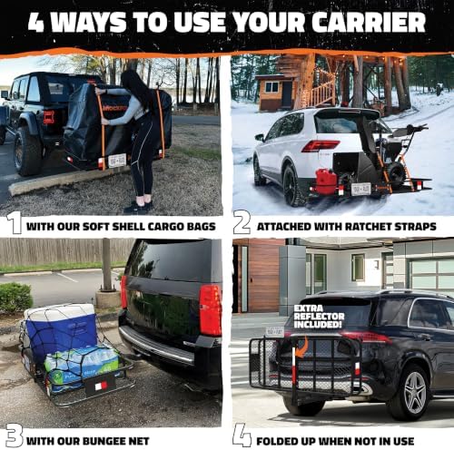 Mockins 60"x24"x6" XL Heavy Duty Trailer Hitch Cargo Carrier w/ 500 Lbs Cap - Image 3