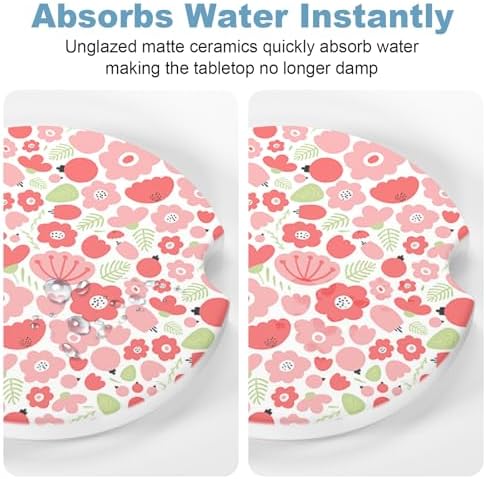 2 Pack Car Cup Holder Coaster, 2.63 inch Anti Slip Insert Absorbent Ceramic - Image 5