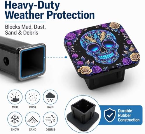 Trailer Hitch Covers Sugar Skull Rose Heavy Duty 2 Inch Hitch Cover - Image 6