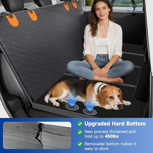 Dog Car Seat Cover Waterproof Vegan Leather, Scratchproof, Hard Bottom Back - Image 3