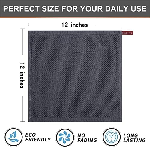 Kitinjoy 100% Cotton Waffle 8-Pack Kitchen Towels, Dark Grey - Image 5
