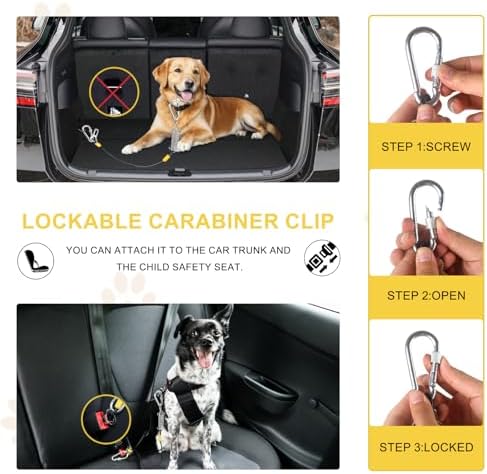Dog Seat Belt Harness for Car, 5-in-1 Coated Wire Dog Seatbelt, HYLIYAKI Shock - Image 3