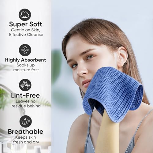 Microfiber Waffle Face Towels, 4 Pieces, Fast Drying, Lint Free 430 GSM - Image 4