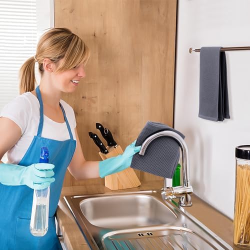 Kitinjoy 100% Cotton Waffle 8-Pack Kitchen Towels, Dark Grey - Image 5