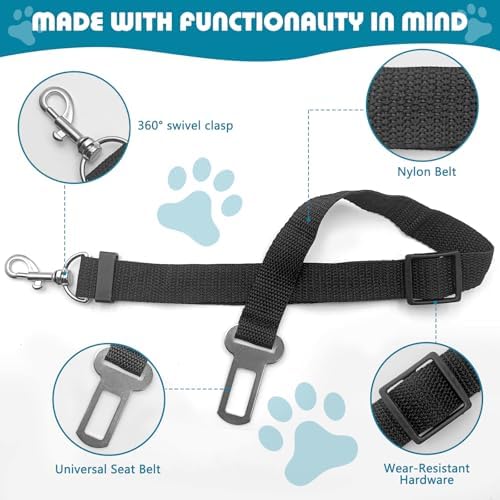2 Pack Adjustable Dog Car Seat Belt, Heavy Duty Nylon Pet Safety Leash - Image 3