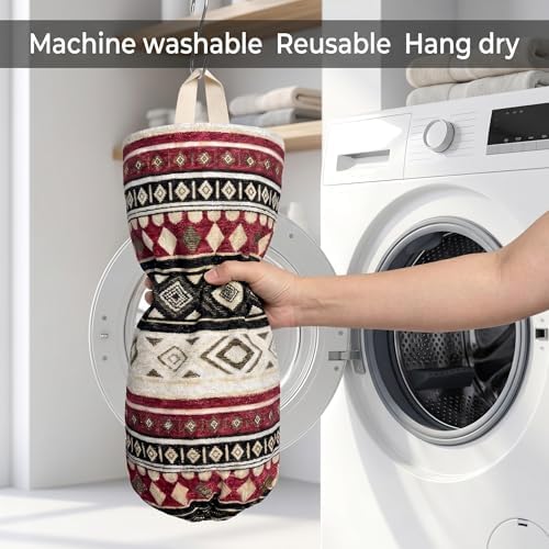 Plastic Bag Holder, Wall Mount Grocery Bag Dispenser, Cotton Aztec Jacquard - Image 7