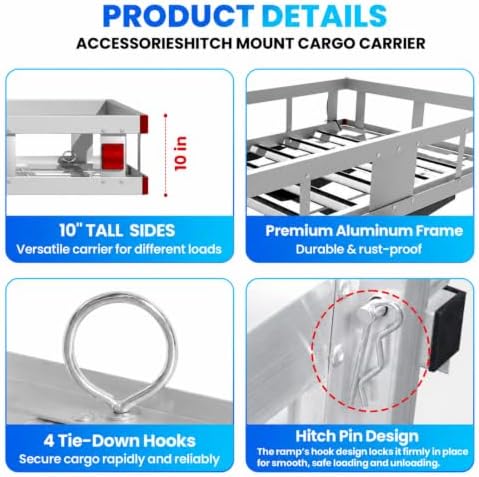 52"x31"x10" Aluminum Hitch Cargo Carrier - Image 5