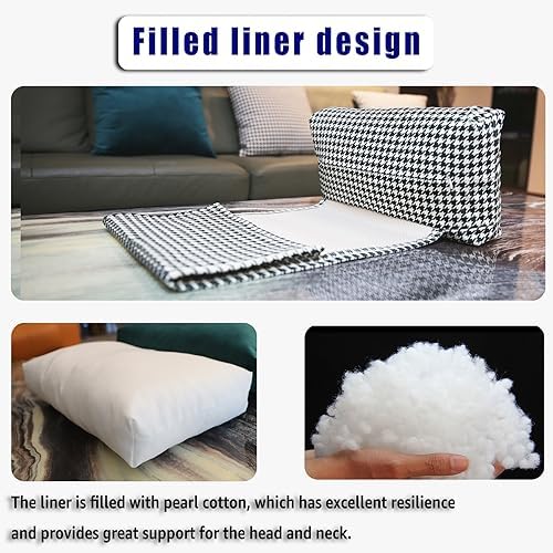 Velvet Recliner Headrest Pillow, Non-Slip Neck Support, Houndstooth - Image 5