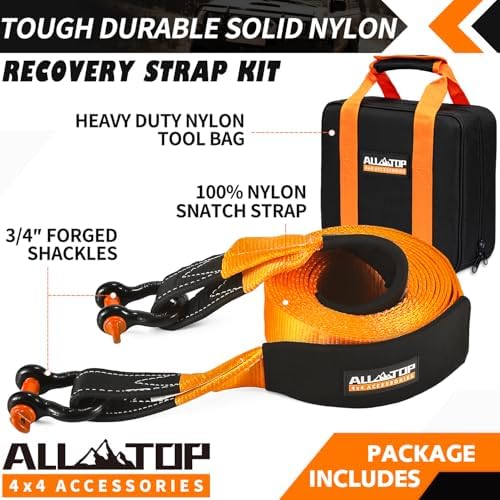 ALL-TOP Heavy Duty Tow Strap Recovery Kit: 3 inch x 20ft 100% Nylon and 22% - Image 3