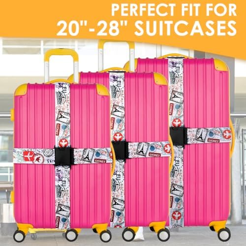 4 Pack Luggage Straps for Suitcases Adjustable Luggage Belt Suitcase Strap - Image 3