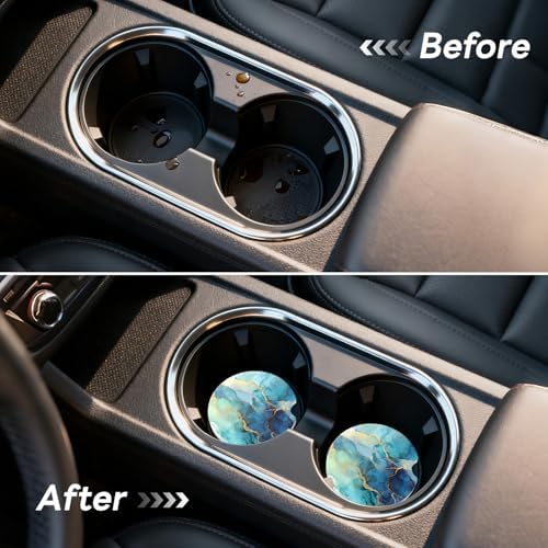 Car Cup Holder Ceramic Coasters 2 Pack, 2.56 in Anti Slip Absorbent Coaster - Image 5