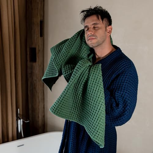Luxury Organic Japanese Cotton Waffle Bath Towel | Thick, Quick Dry Bathroom - Image 5