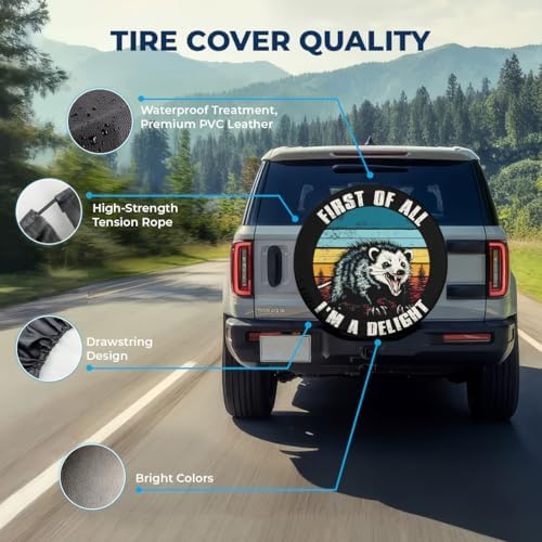 GENANY Opossum Retro Quote Thick PVC Leather Spare Tire Cover Size 18 - Image 4