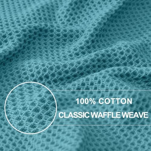 Homaxy 100% Cotton Waffle Weave Kitchen Dish Cloths 12-Pack, Lake Blue - Image 2