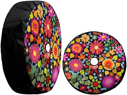 Delerain Spare Tire Cover with Backup Camera Hole Colorful Autumn Flowers Wheel - Image 3