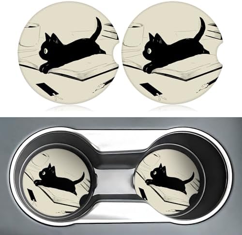 Kawaii Anime Black Cat Car Coasters - Image 2