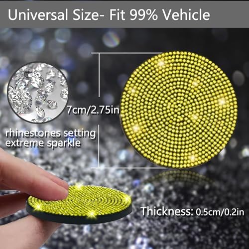 NBTEPEM 2pcs Bling Car Cup Holder Coaster, 2.75 inch Anti-Slip Shockproof - Image 2