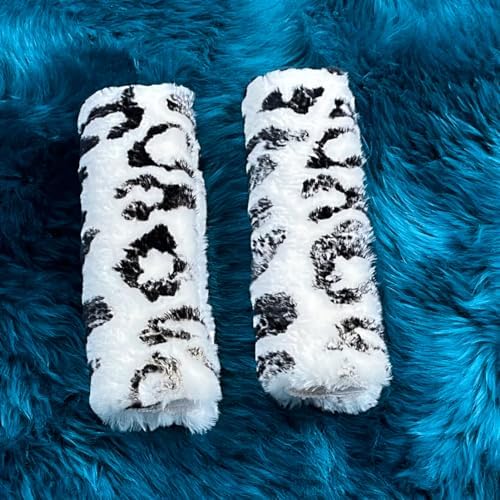AOGELAN Fluffy Fuzzy Genuine Sheepskin Car Seat Belt Covers - Image 4