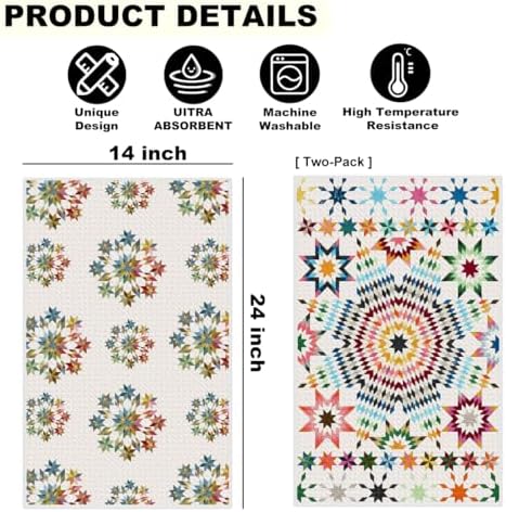 NISTOMISU 2 Pcs Retro Boho Kitchen Towels, Starburst Gifts Starburst Design - Image 2