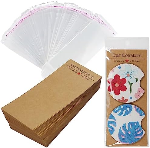 Vcekract 100 PCS Kraft Sublimation Blanks Car Coasters Packaging by Vcekract