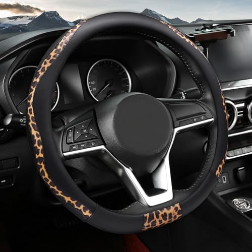 ZHOL Leopard Print Steering Wheel Cover, D Shaped Car Wheel Cover Microfiber by ZHOL