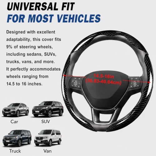 3pcs Universal Carbon Fiber Steering Wheel Cover, Anti-Slip & Segmented Design - Image 3