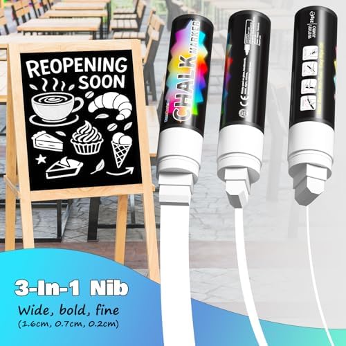 FansArriche White Chalk Markers, 4 Pack 15mm Jumbo Car Window Markers - Image 3