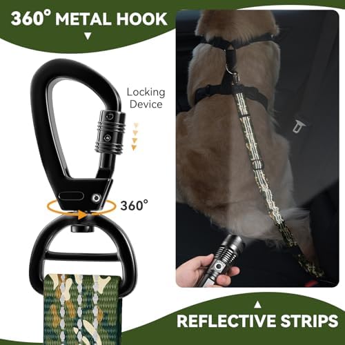 Pawaboo 2Pack Dog Car Seatbelt, 3-in-1 Dog Tether - Image 2