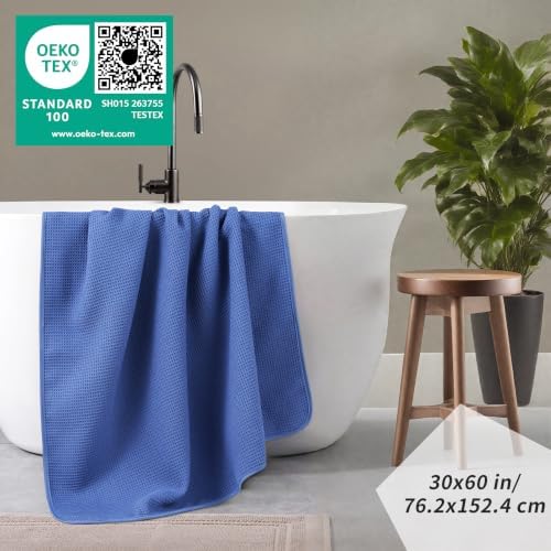 POLYTE 380 GSM Poly Blend Microfiber Quick Dry Waffle Bath Towel, 30x60 in - Image 4