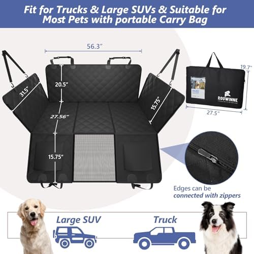 Dog Truck Seat Cover for Back Seat, Hard Bottom Pet Hammock - Image 5