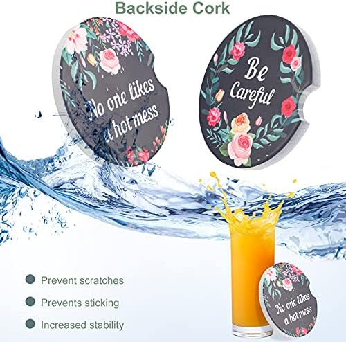 Boao 4 Pcs Floral Car Cupholder Coasters - Image 2