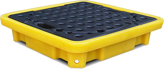 Drum Containment Spill Pallet, Industrial Nestable Oil Drums Leak-Proof Tray, Garage Storage Detachable Anti Slip Polyethylene Platform with Drain (Color : Yellow-5 Pack, Size : 26.6"x26.6"x