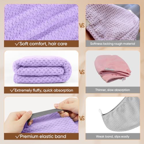 HOMEXCEL 5PK Microfiber Hair Towels, 40x20 in, Fast Drying - Image 4