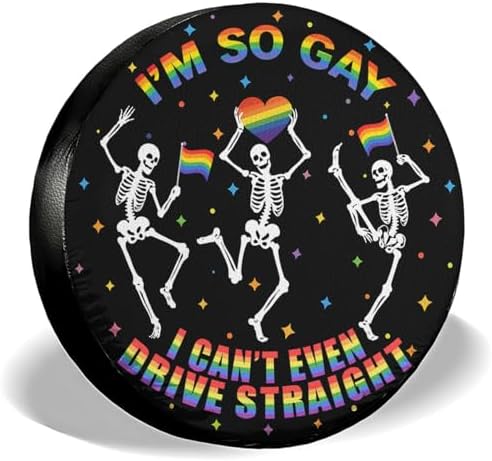 GENANY Rainbow Skeleton Halloween PVC Leather Spare Tire Cover Size 16 by GENANY