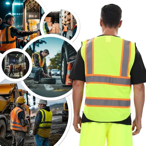 JKSafety Safety Vest for Men Women Hi Vis Reflective Vest JK220 YBlack L - Image 6