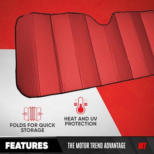 Motor Trend Red Accordion Folding Car Windshield Sun Shade - Image 2